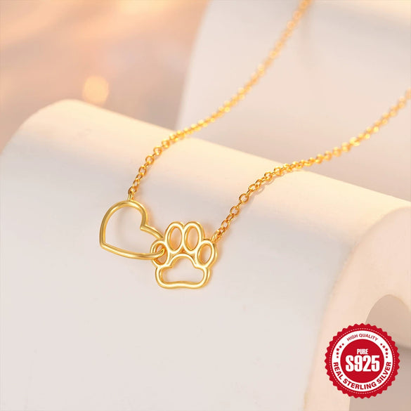 Wholesale S925 Sterling Silver Love Cat's Claw Double Element All Match Clavicle Necklace With Geometric Pattern And Electroplating For Women