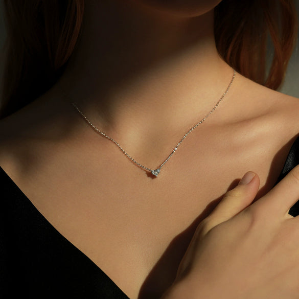 Wholesale S925 Sterling Silver Love Diamond Heart Shaped Necklace For Women
