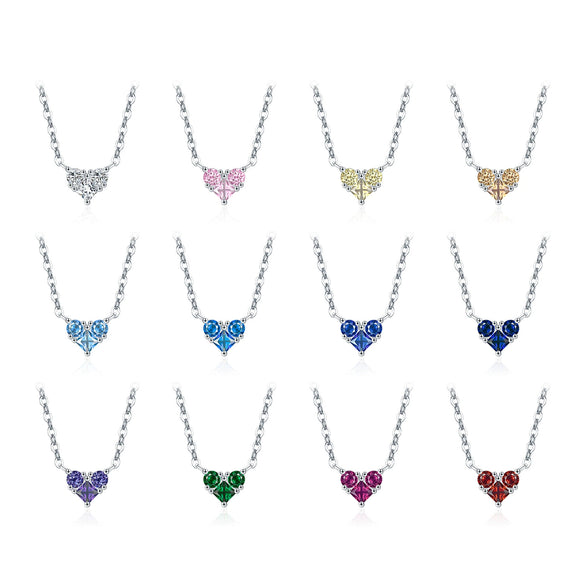 Wholesale S925 Sterling Silver Love Diamond Heart Shaped Necklace For Women