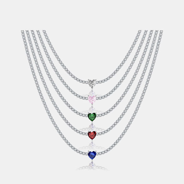 Wholesale S925 Sterling Silver Love Diamond Necklace With Geometric Design And Platinum Electroplating For Women