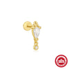 Wholesale S925 Sterling Silver Love Double Buckle Crown Inlay Cartilage Spiral Puncture Earrings With Flower Pattern And Electroplating Design For Women