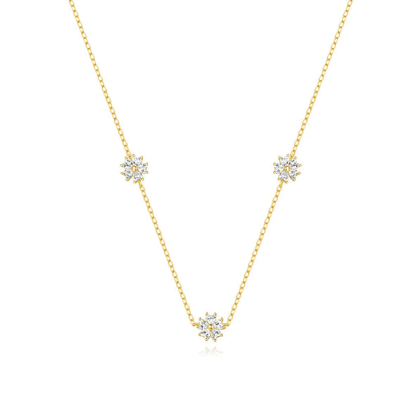 Wholesale S925 Sterling Silver Love Five Petal Flower Geometric Pattern Necklace With Electroplating Treatment For Women