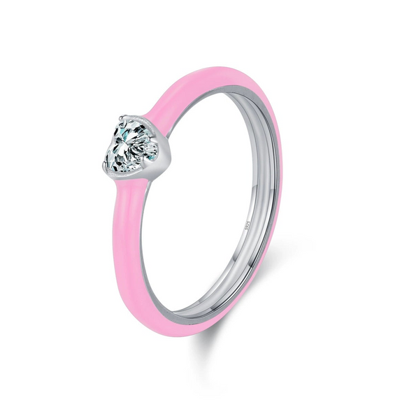 Wholesale S925 Sterling Silver Love Heart Enamel Diamond Ring Earrings For Women In Fashion Style