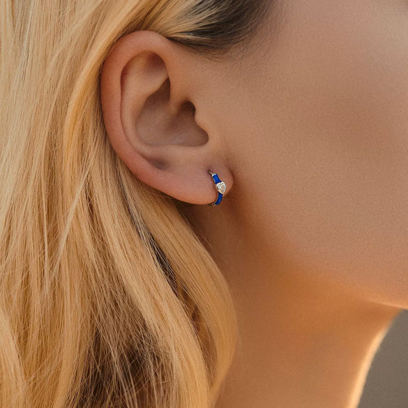 Wholesale S925 Sterling Silver Love Heart Enamel Diamond Ring Earrings For Women In Fashion Style