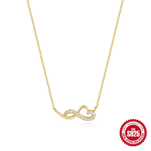 Wholesale S925 Sterling Silver Love Heart Infinite Circulation Necklace With Geometric Design And Electroplating For Women