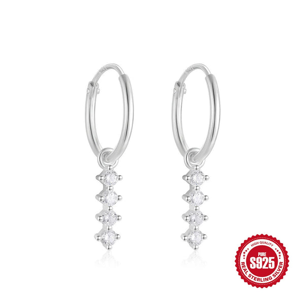 Wholesale S925 Sterling Silver Love Little Turtle Single Row Diamond Earring With Geometric Pattern And Electroplating For Women