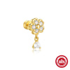 Wholesale S925 Sterling Silver Love Opal Cross Cylindrical Thread Puncture Ear Nail With Geometric Pattern And Environmentally Friendly Plating
