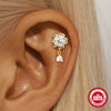 Wholesale S925 Sterling Silver Love Opal Cross Cylindrical Thread Puncture Ear Nail With Geometric Pattern And Environmentally Friendly Plating