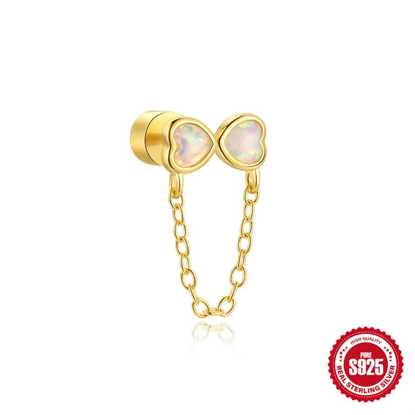Wholesale S925 Sterling Silver Love Opal Cross Cylindrical Thread Puncture Ear Nail With Geometric Pattern And Environmentally Friendly Plating