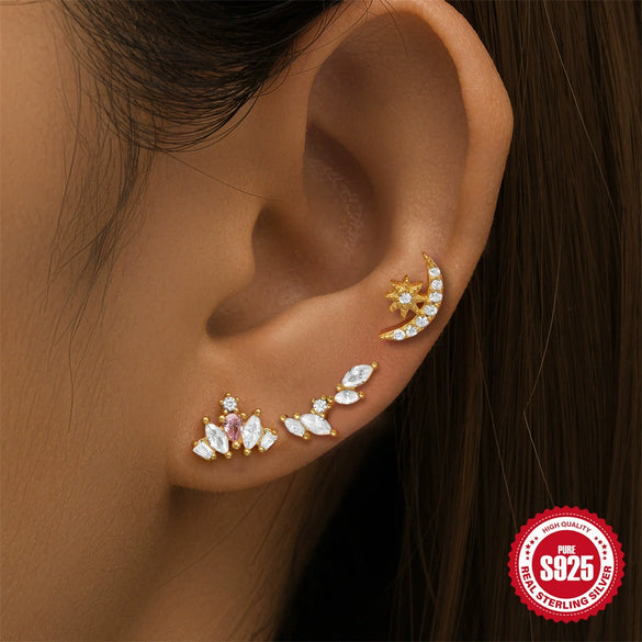 Wholesale S925 Sterling Silver Love Planet Puncture Twist Ball Earrings With Geometric Design And Electroplating For Women