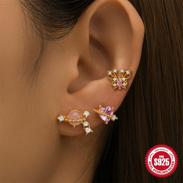 Wholesale S925 Sterling Silver Love Planet Puncture Twist Ball Earrings With Geometric Design And Electroplating For Women