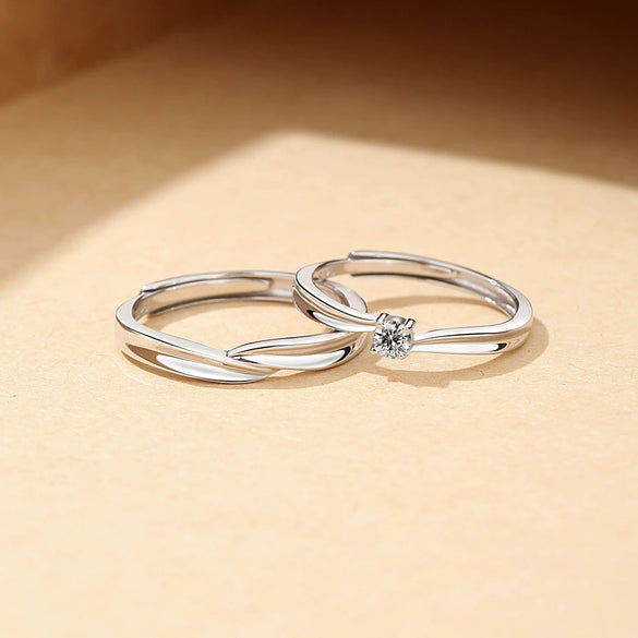 Wholesale S925 Sterling Silver Love Ring Allmatch Wave Style Unisex Opening Adjustable