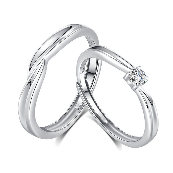 Wholesale S925 Sterling Silver Love Ring Allmatch Wave Style Unisex Opening Adjustable