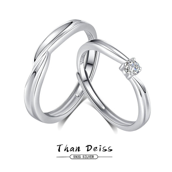 Wholesale S925 Sterling Silver Love Ring Allmatch Wave Style Unisex Opening Adjustable