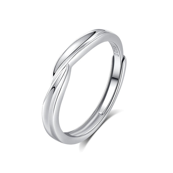 Wholesale S925 Sterling Silver Love Ring Allmatch Wave Style Unisex Opening Adjustable