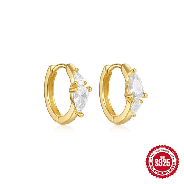 Wholesale S925 Sterling Silver Love Water Drops Geometric Enamel Electroplated Women's Earrings