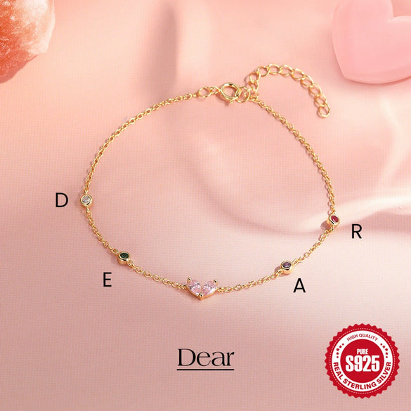 Wholesale S925 Sterling Silver Love Zircon Bracelet With Geometric Design And Electroplating For Women