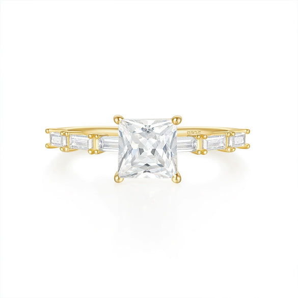 Wholesale S925 Sterling Silver Luxury Square Geometric Diamond Ring For Women With Electroplating Treatment