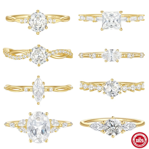 Wholesale S925 Sterling Silver Luxury Square Geometric Diamond Ring For Women With Electroplating Treatment