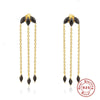 Wholesale S925 Sterling Silver Luxury Tassel Horse Eye Diamond Chain Drop Earrings With Geometric Pattern For Women