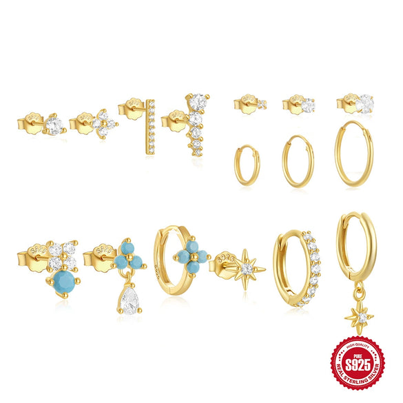 Wholesale S925 Sterling Silver Mangxing Snowflake Geometric Earrings With Inlaid Zircon For Women