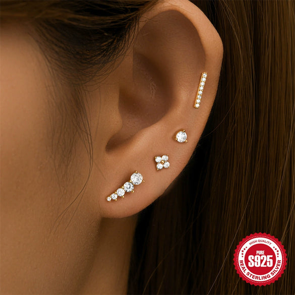 Wholesale S925 Sterling Silver Mangxing Snowflake Geometric Earrings With Inlaid Zircon For Women