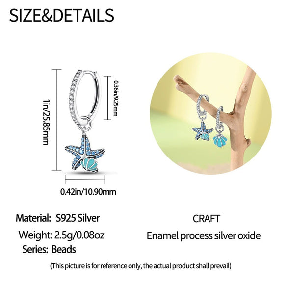 Wholesale S925 Sterling Silver Marine Starfish Shell Luminous Electroplated Women's Animals Zodiac Small Fresh Earrings