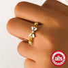 Wholesale S925 Sterling Silver Micro Inlaid Geometric Bow Ring For Women High End Sense Adjustable