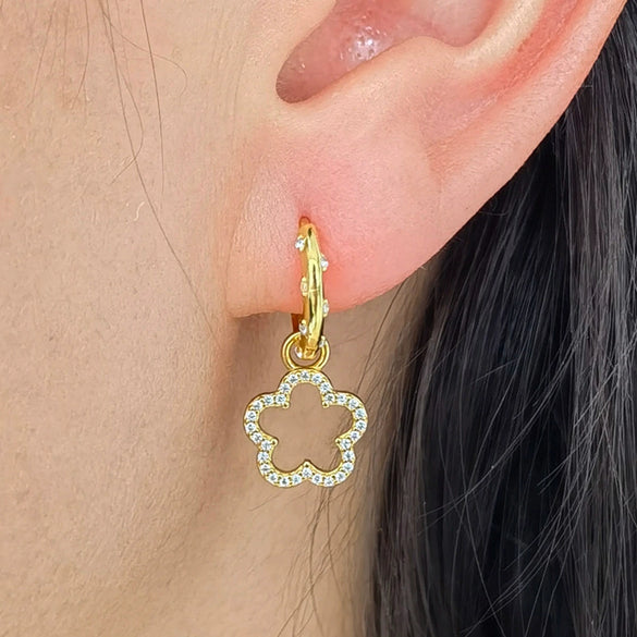 Wholesale S925 Sterling Silver Micro Inlaid Zircon Flower Hollow Earrings For Women