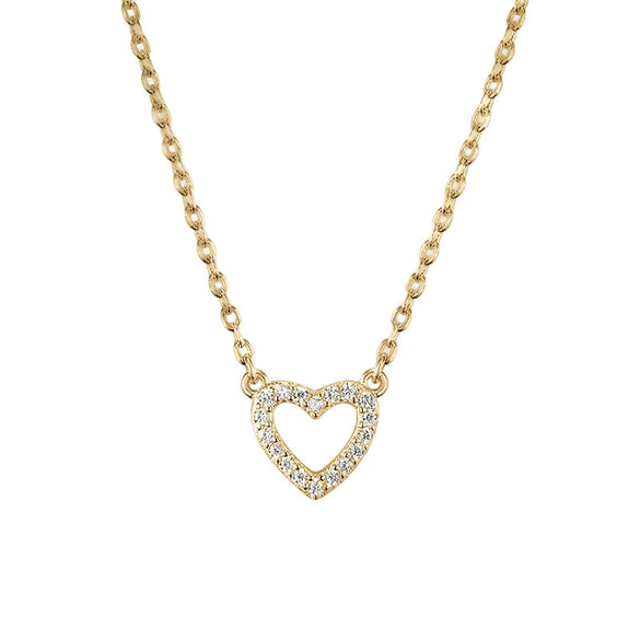 Wholesale S925 Sterling Silver Micro Inlaid Zircon Hollow Heart Shaped Love Necklace With Cross Chain And Electroplating For Women Fashion Fresh Sweet Clavicle Chain
