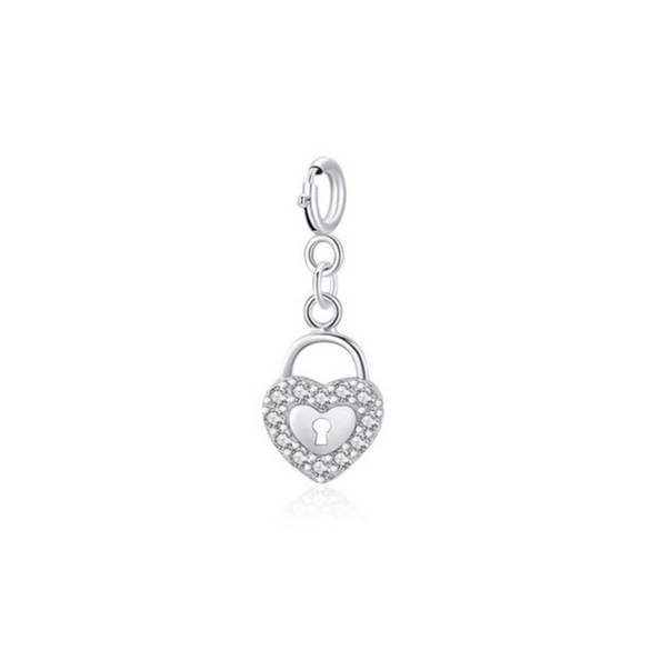 Wholesale S925 Sterling Silver Micro Inlay Heart Lock Pendant