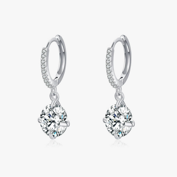 Wholesale S925 Sterling Silver Micro Inlay Simulation Diamond Geometric Earrings For Women