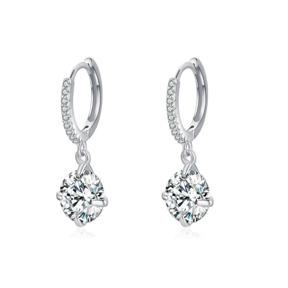 Wholesale S925 Sterling Silver Micro Inlay Simulation Diamond Geometric Earrings For Women