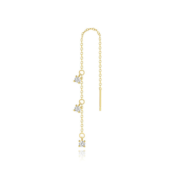 Wholesale S925 Sterling Silver Microencrusted Diamond Tassel Layered Chain Ear Wire Geometric Jewelry With Earplugfree Design