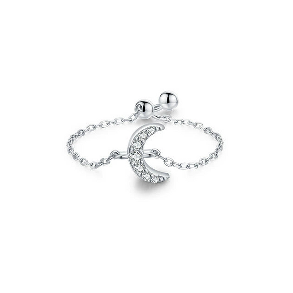 Wholesale S925 Sterling Silver Microinlaid Moon Ring Fashion Niche Design Cold Style Jewelry
