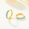 Wholesale S925 Sterling Silver Microinlaid Turquoise Geometric Round Earrings With Zirconia Processing
