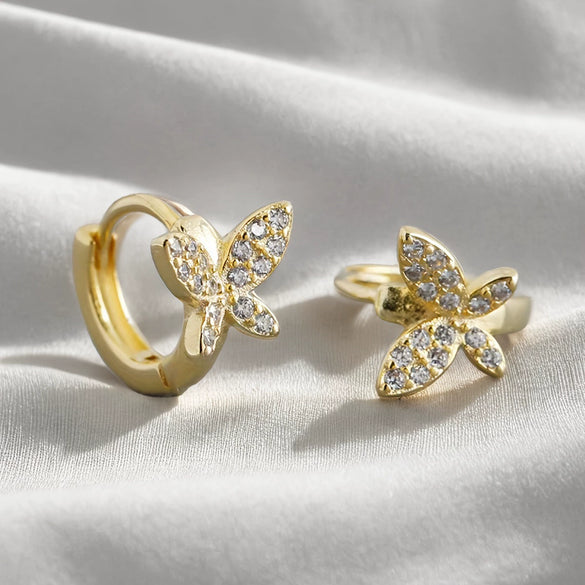 Wholesale S925 Sterling Silver Microinlaid Zircon Butterfly Earrings For Women With Pastoral Style