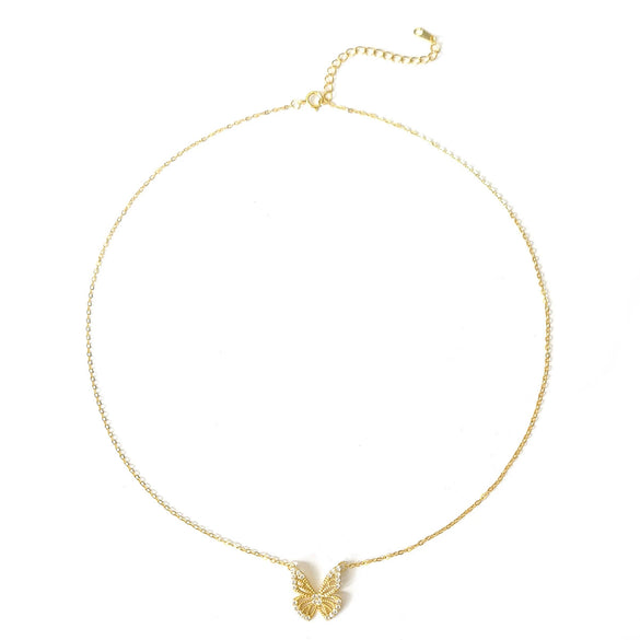 Wholesale S925 Sterling Silver Microinlaid Zircon Butterfly Fashion Simple Clavicle Necklace With Niche Design Sense