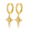 Wholesale S925 Sterling Silver Microinlaid Zircon Geometric Cross Pendant Earring With Fashionable And Unique Design