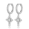 Wholesale S925 Sterling Silver Microinlaid Zircon Geometric Cross Pendant Earring With Fashionable And Unique Design