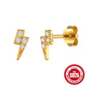 Wholesale S925 Sterling Silver Microinlaid Zircon Geometric Lightning Earrings For Women With Electroplating