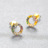 Wholesale S925 Sterling Silver Microinlaid Zircon Geometric Rainbow Circle Colorful Simple Exquisite Women's Daily Earrings