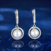 Wholesale S925 Sterling Silver Microinlaid Zircon Pearl Beads Round Geometric Elegant Women's Earrings