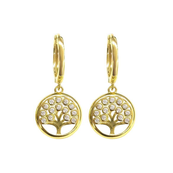 Wholesale S925 Sterling Silver Microinlaid Zircon Tree Of Life Women's Fashion Earrings