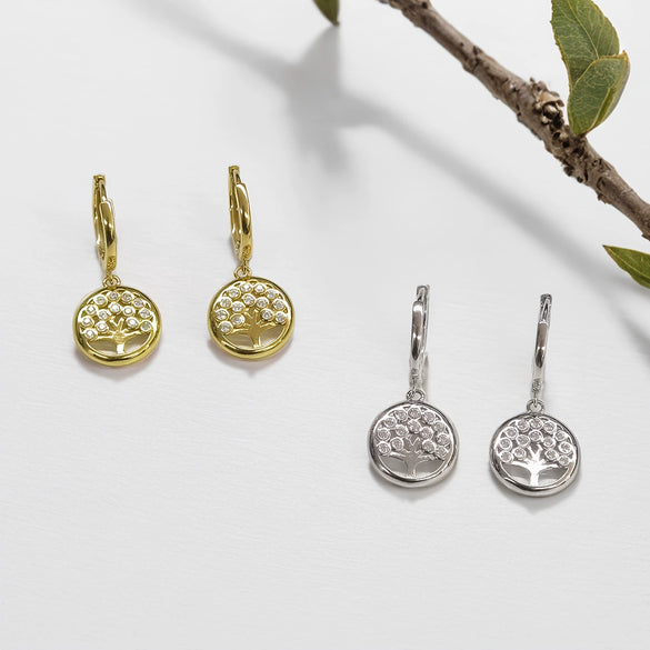 Wholesale S925 Sterling Silver Microinlaid Zircon Tree Of Life Women's Fashion Earrings