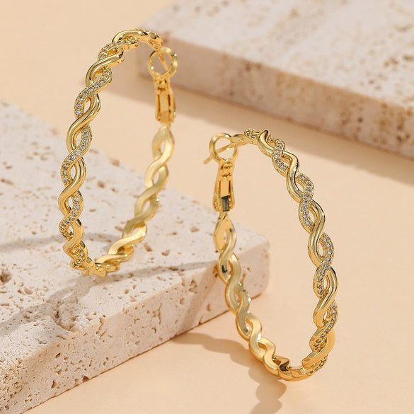 Wholesale S925 Sterling Silver Microinlaid Zircon Woven Twist Exaggerated Personality Minimalist Fashion Earring With Micropaved Treatment