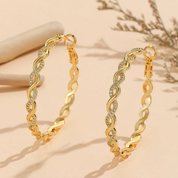 Wholesale S925 Sterling Silver Microinlaid Zircon Woven Twist Exaggerated Personality Minimalist Fashion Earring With Micropaved Treatment