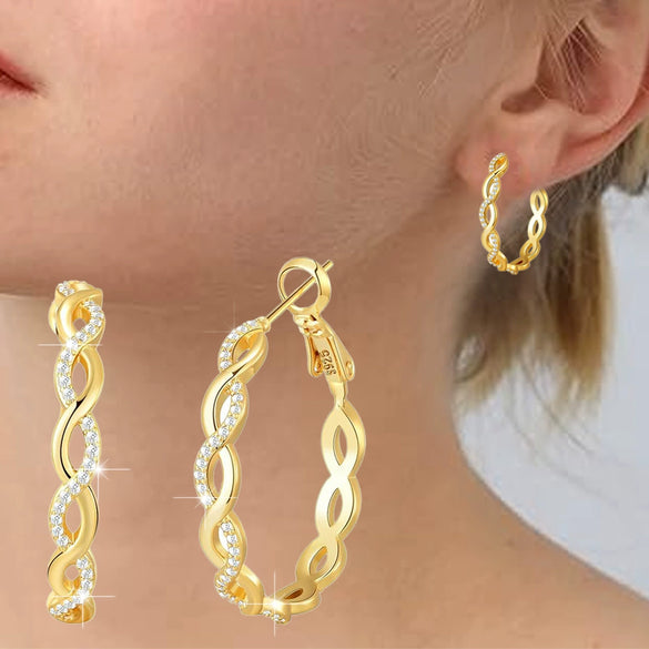 Wholesale S925 Sterling Silver Microinlaid Zircon Woven Twist Exaggerated Personality Minimalist Fashion Earring With Micropaved Treatment