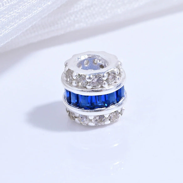 Wholesale S925 Sterling Silver Microinlaid Zirconia Round Barrel Beads Spacer Beads For Diy Bracelet Necklace Accessories
