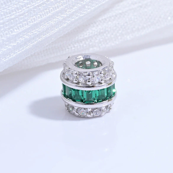 Wholesale S925 Sterling Silver Microinlaid Zirconia Round Barrel Beads Spacer Beads For Diy Bracelet Necklace Accessories
